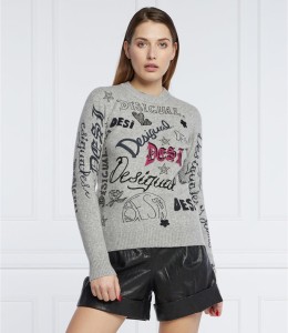 Sweter Desigual z nadrukiem z wełny