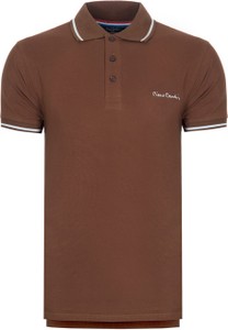 Brązowy t-shirt Pierre Cardin z krótkim rękawem