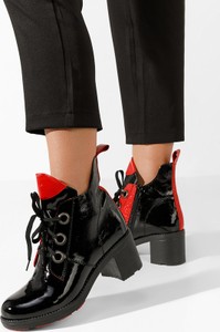Czarne botki Zapatos na obcasie sznurowane w stylu casual