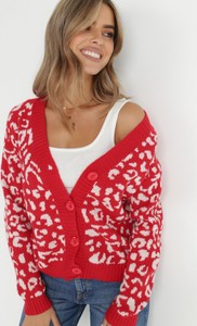Czerwony sweter born2be z dzianiny w stylu retro