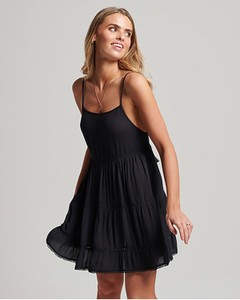 Czarna sukienka Superdry w stylu casual na ramiączkach mini