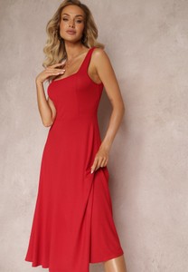 Czerwona sukienka Renee rozkloszowana midi