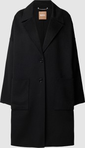 Czarny płaszcz Hugo Boss bez kaptura