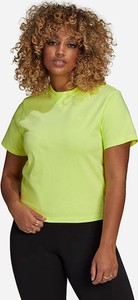 Zielony t-shirt Adidas Originals z okrągłym dekoltem z krótkim rękawem w sportowym stylu