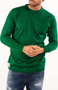 Zielony sweter ubierzsie.com z okrągłym dekoltem z dzianiny w stylu casual