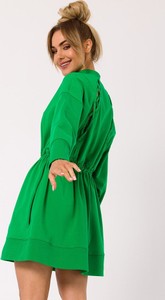 Zielona sukienka MOE z bawełny z długim rękawem mini