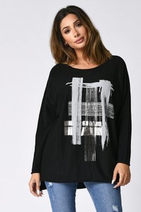 Czarny sweter Plus Size Company z nadrukiem