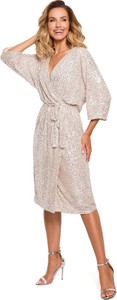 Sukienka MOE kopertowa z długim rękawem z dekoltem w kształcie litery v