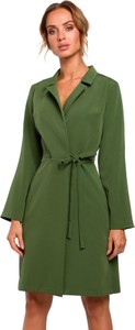 Zielona sukienka MOE z długim rękawem kopertowa w stylu casual