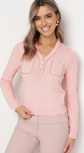 Różowy sweter born2be w stylu retro