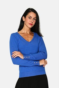 Niebieski sweter ASSUILI z kaszmiru w stylu casual