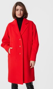 Czerwony płaszcz Hugo Boss bez kaptura w stylu casual z wełny