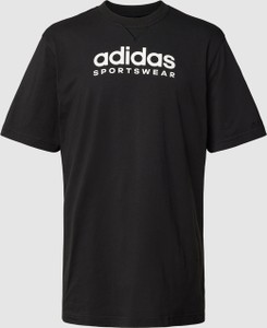 Czarny t-shirt Adidas Sportswear z bawełny z krótkim rękawem w sportowym stylu