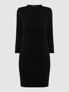 Czarna sukienka Jake*s Collection z okrągłym dekoltem z długim rękawem