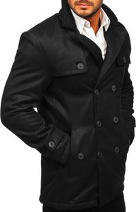 Czarny płaszcz męski Denley z tkaniny