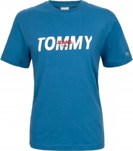 Niebieski t-shirt Tommy Hilfiger w młodzieżowym stylu