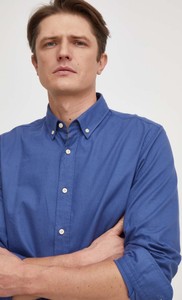 Niebieska koszula Hugo Boss z długim rękawem z bawełny