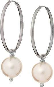 Ania Kruk Kolczyki ARIEL srebrne kółka 2 cm z naturalną perłą