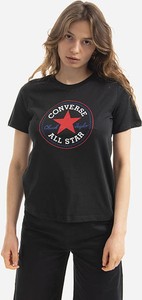 Czarny t-shirt Converse w młodzieżowym stylu z okrągłym dekoltem z krótkim rękawem