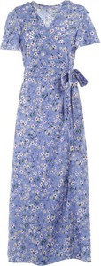 Niebieska sukienka Renee z dekoltem w kształcie litery v z krótkim rękawem