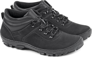 Czarne buty trekkingowe Brilu sznurowane