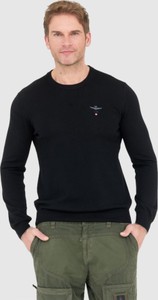 Czarny sweter Aeronautica Militare w stylu casual