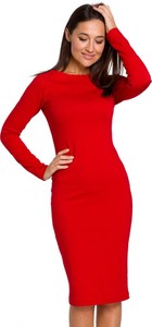 Czerwona sukienka Style ołówkowa midi z długim rękawem