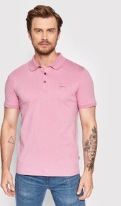 Różowa koszulka polo Hugo Boss w stylu casual z krótkim rękawem