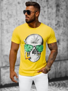 Żółty t-shirt Ozonee z nadrukiem w młodzieżowym stylu