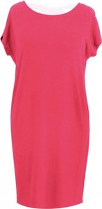 Różowa sukienka Sklep XL-ka z okrągłym dekoltem z krótkim rękawem prosta