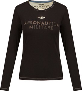 Czarna bluzka Aeronautica Militare z długim rękawem