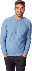 Niebieski sweter Lanieri Fashion z wełny w stylu casual z okrągłym dekoltem