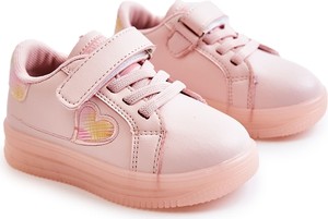Różowe buty sportowe dziecięce Pa1 sznurowane ze skóry