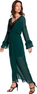 Sukienka Makover z długim rękawem z szyfonu