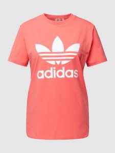 Różowy t-shirt Adidas Originals z krótkim rękawem z bawełny w sportowym stylu