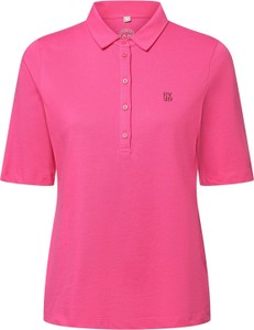 Różowy t-shirt Rabe z kołnierzykiem