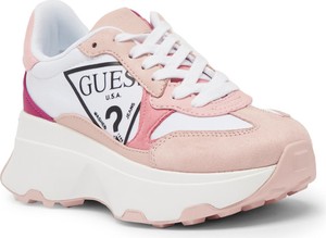 Różowe buty sportowe Guess sznurowane na platformie