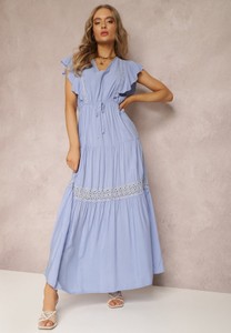 Niebieska sukienka Renee z dekoltem w kształcie litery v