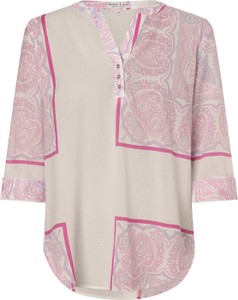 Różowa bluzka Marie Lund z bawełny w stylu casual z dekoltem w kształcie litery v