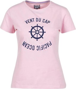 Różowy t-shirt Peak Mountain w młodzieżowym stylu z krótkim rękawem z bawełny