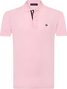 Różowa koszulka polo Sir Raymond Tailor w stylu casual z krótkim rękawem z bawełny