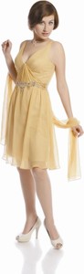 Żółta sukienka Fokus rozkloszowana z jedwabiu mini