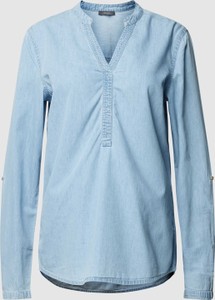 Niebieska bluzka Montego z dekoltem w kształcie litery v z bawełny