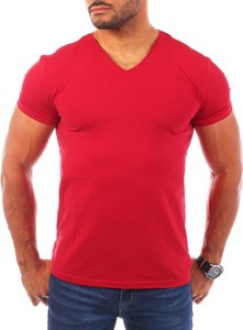 Czerwony t-shirt Risardi w stylu casual z bawełny