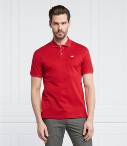 Czerwona koszulka polo Emporio Armani w stylu casual z krótkim rękawem