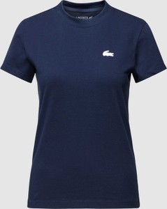 Granatowy t-shirt Lacoste z bawełny