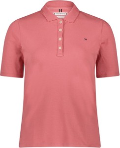 Różowa bluzka Tommy Hilfiger z dekoltem w kształcie litery v w stylu casual