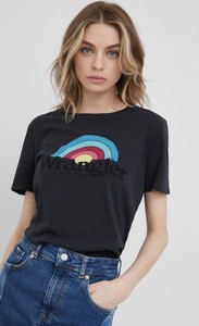 T-shirt Wrangler w młodzieżowym stylu z okrągłym dekoltem