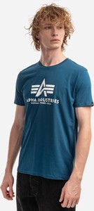 Niebieski t-shirt Alpha Industries z krótkim rękawem w młodzieżowym stylu