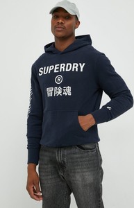 Granatowa bluza Superdry w młodzieżowym stylu z bawełny
